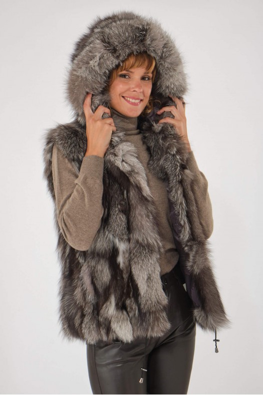 Manteau en fourrure pour femme Helma VERSAILLES Argenté