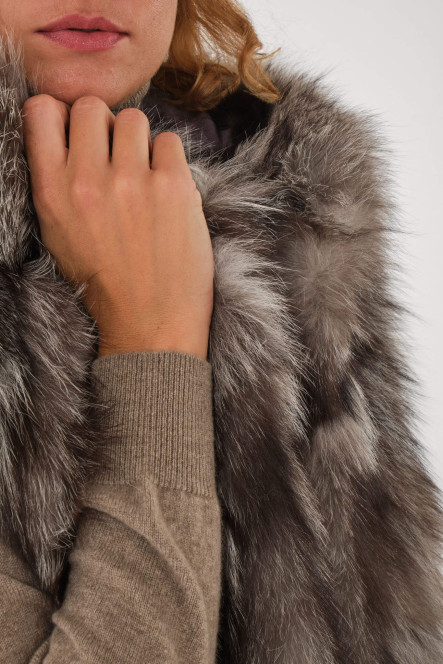 Manteau en fourrure pour femme Helma VERSAILLES Argenté