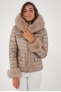 Doudoune courte à capuche fourrure GIORGIO & MARIO couleur taupe PHILIPINE Taupe