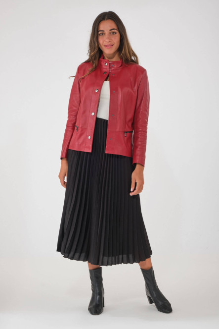 Veste droite en agneau rouge Fabrication française Cesare Nori