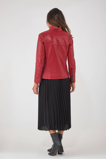 Veste droite en agneau rouge Fabrication française Cesare Nori