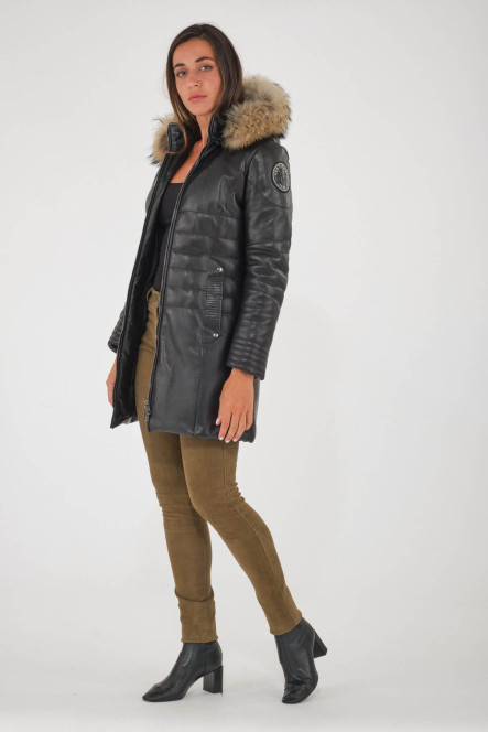 Doudoune En Cuir Ventcouvert Couleur Taupe/marron - Taille 38/40 FR - Occasion Très Bon état