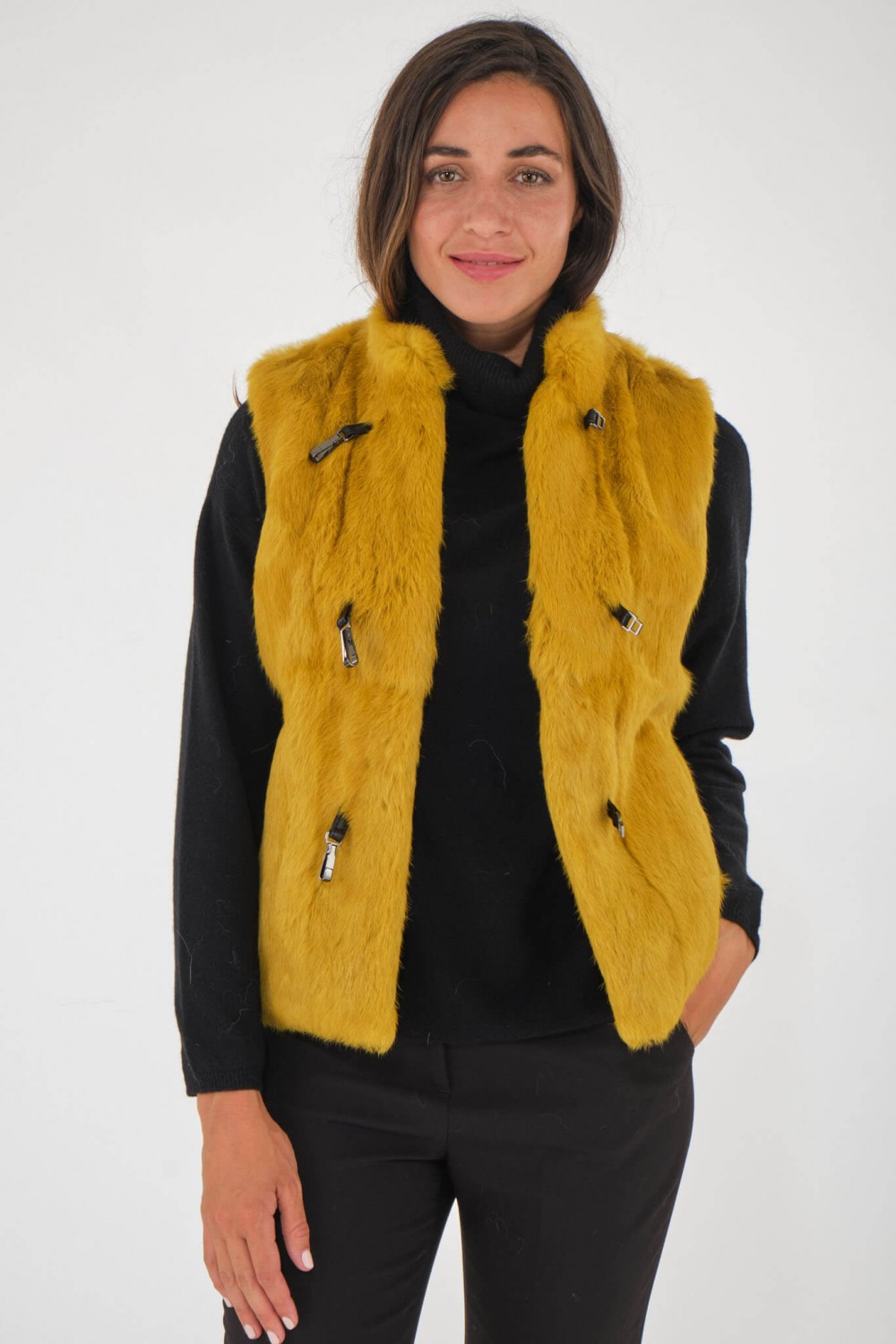 Gilet renard jaune moutarde sans manche