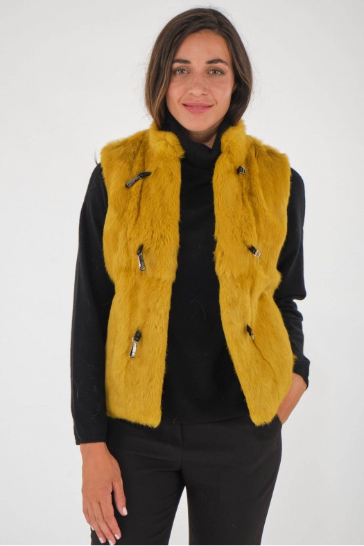 Gilet renard jaune moutarde sans manche