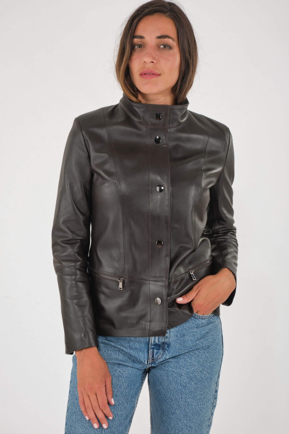 Blouson et veste cuir pour femme Cesare Nori ANOU Marron