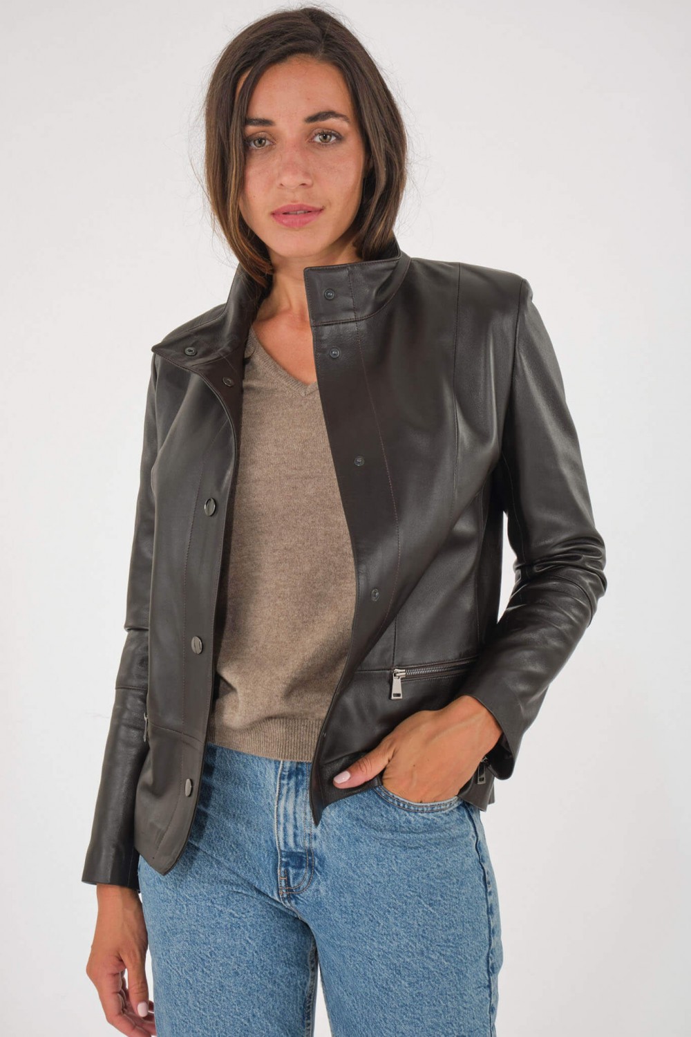 Blouson et veste cuir pour femme Cesare Nori ANOU Marron