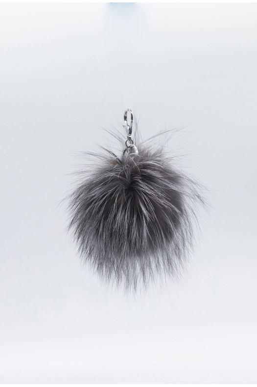 PORTE CLES POMPON Gris chiné