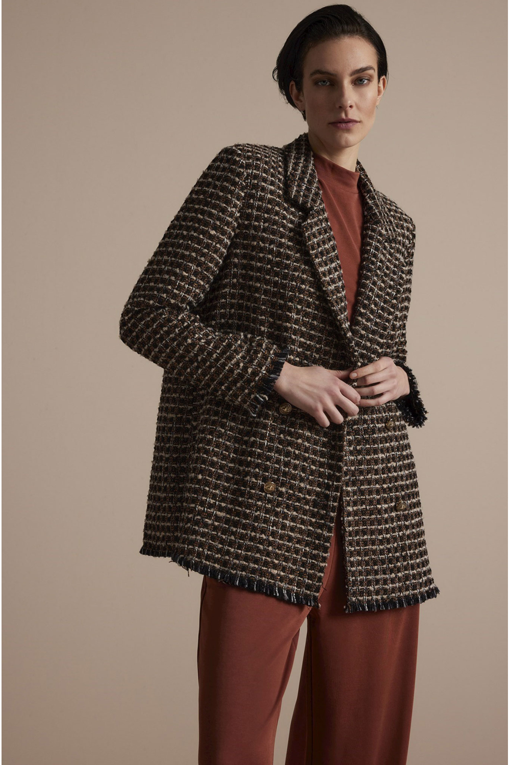 Loose tweed blazer jacket, Summum - 1S1135-11892C7 Black | Cesare Nori