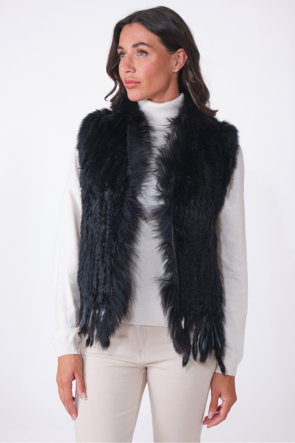 GILET FOURRURE NOMADE Black