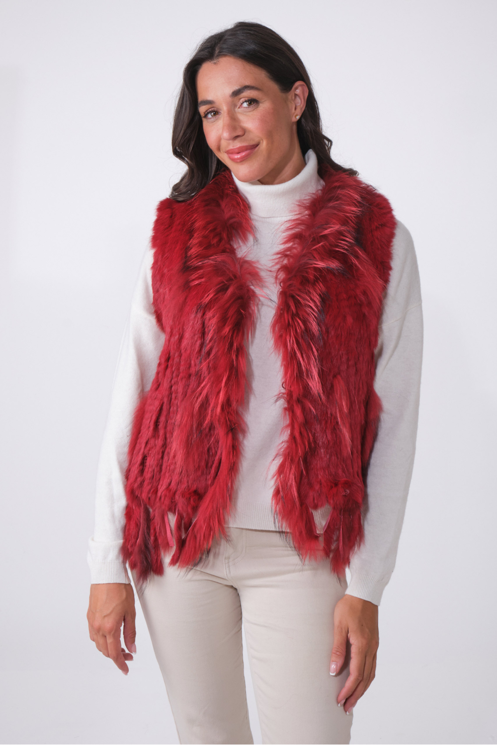 GILET FOURRURE NOMADE Red