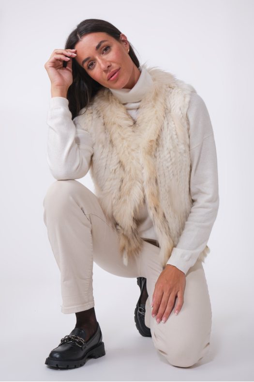 GILET FOURRURE NOMADE Ecru