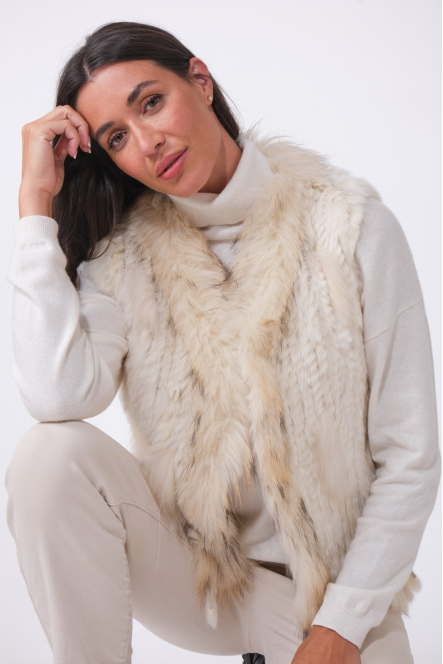 GILET FOURRURE NOMADE Ecru