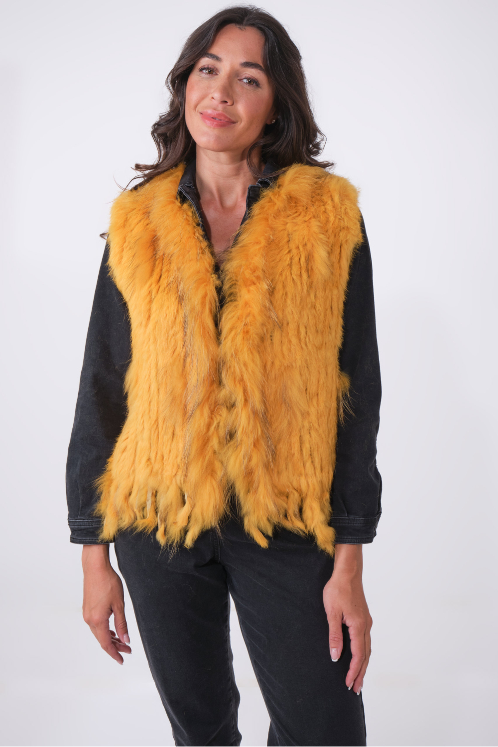 GILET FOURRURE NOMADE Moutarde