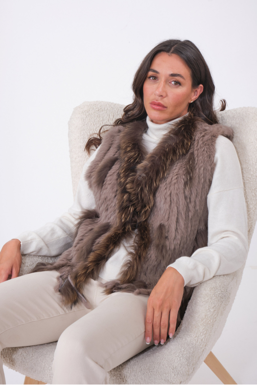 GILET FOURRURE NOMADE Taupe