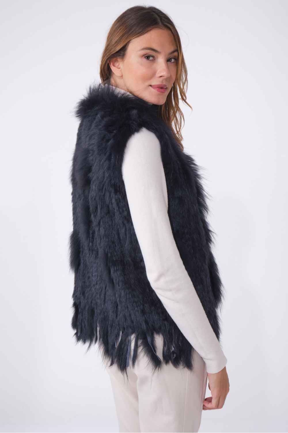 GILET FOURRURE NOMADE Navy
