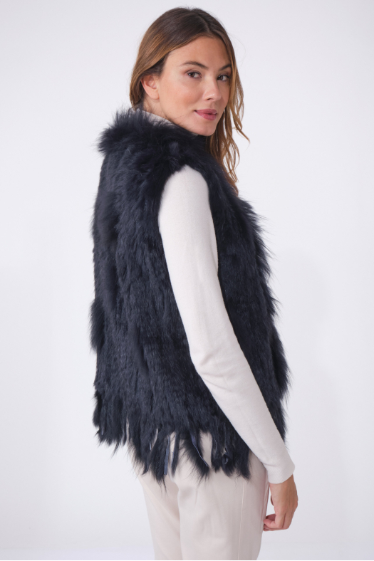 GILET FOURRURE NOMADE Navy