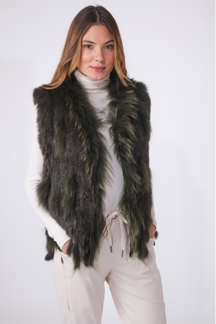 GILET FOURRURE NOMADE Khaki