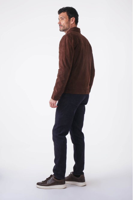 OCTAVE ZIP JACKET SUED marron foncé