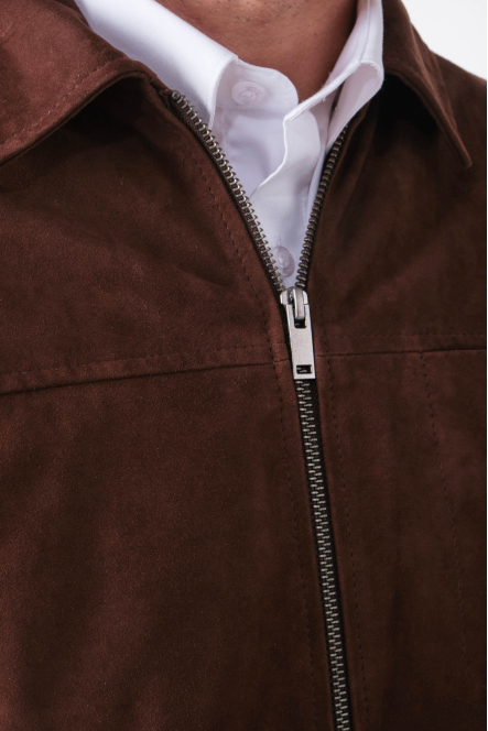 OCTAVE ZIP JACKET SUED marron foncé