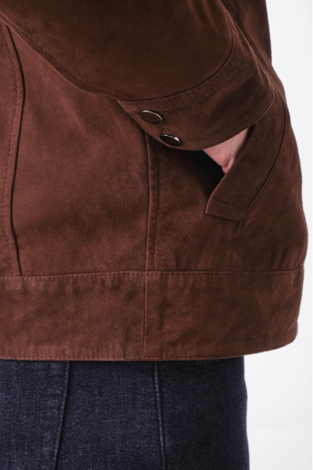 OCTAVE ZIP JACKET SUED marron foncé