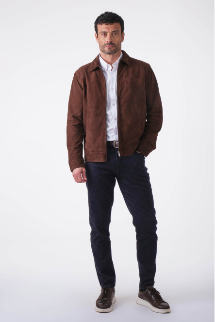 OCTAVE ZIP JACKET SUED marron foncé